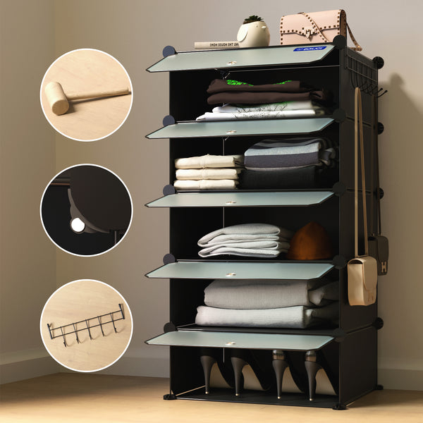 BOXJOY Plastic 5 Shelf Clothes Rack