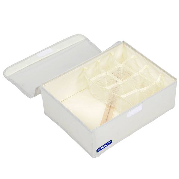 BOXJOY Polyester Foldable Light Grey Clothes Basket - 13 Grid