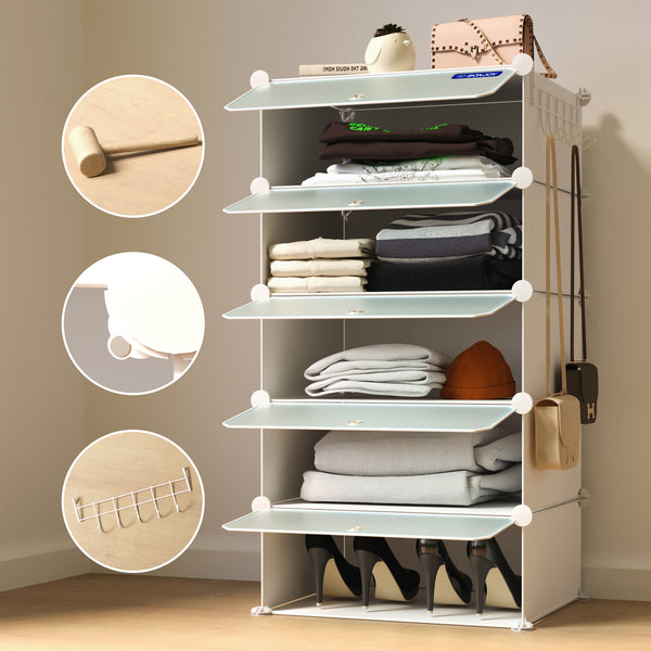 BOXJOY Plastic 5 Shelf Clothes Rack