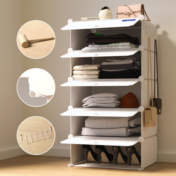BOXJOY Plastic 5 Shelf Clothes Rack