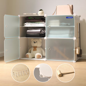 BOXJOY Plastic 8 Shelf Black Translucent Clothes Rack