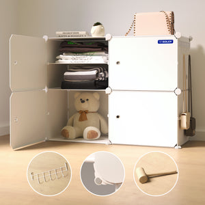 BOXJOY Plastic 8 Shelf Black Translucent Clothes Rack