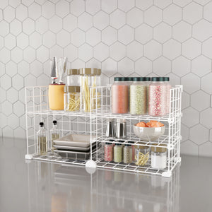BOXJOY Metal Mesh 5 White Kitchen Storage Rack - Horizontal