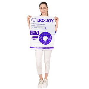 BOXJOY Pack of 3 Medium PA+PE Reusable Ziplock Transparent Vacuum Storage Bag