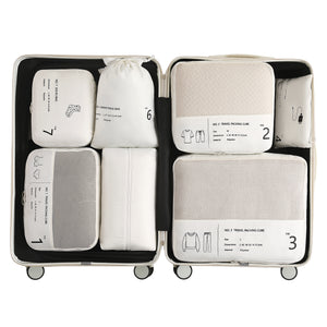 BOXJOY Premium White Travel Packing Cubes - 7 Pcs