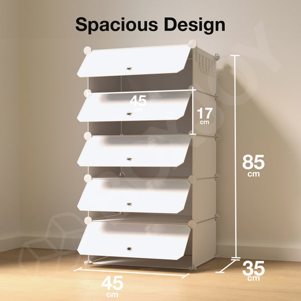 BOXJOY Plastic 5 Shelf Clothes Rack