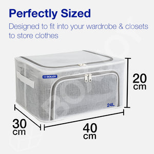 BOXJOY Pack of 2 24L PVC Nylon Mesh Foldable White Transparent Clothes Box