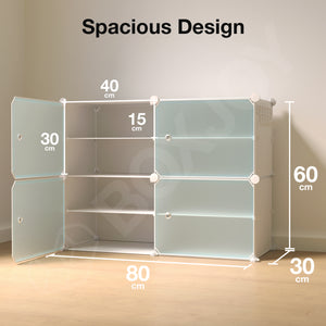 BOXJOY Plastic 8 Shelf Black Translucent Clothes Rack