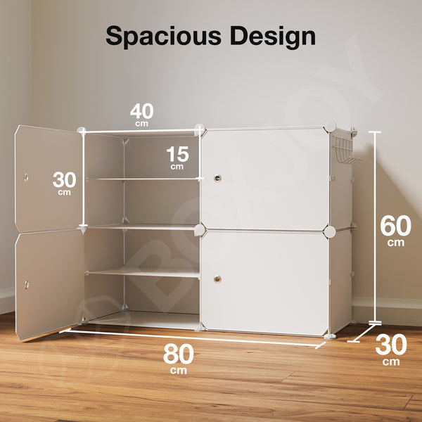 BOXJOY Plastic 8 Shelf Black Translucent Shoe Rack