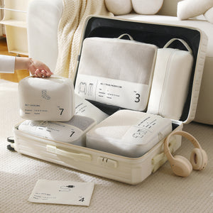 BOXJOY Premium White Travel Packing Cubes - 7 Pcs