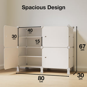 BOXJOY Plastic 8 Shelf White Cloth Rack with White Doors