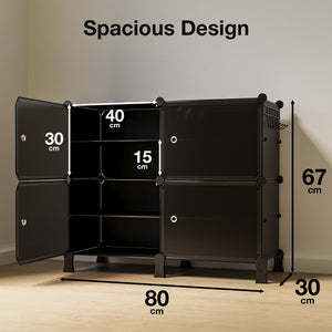 BOXJOY Plastic 8 Shelf Black Cloth Rack with Translucent Doors