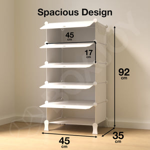 BOXJOY Plastic 5 Shelf White Clothes Rack with White Doors