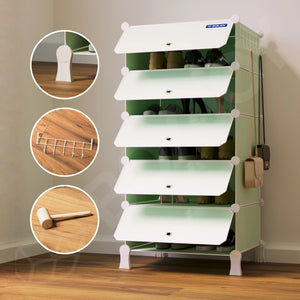 BOXJOY Plastic 5 Shelf Green Shoe Rack - Green Door Pack of 1