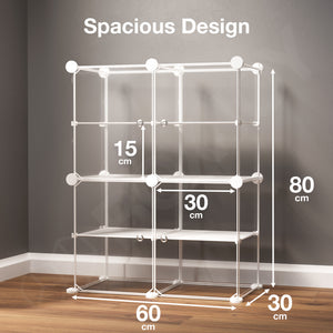 BOXJOY Plastic 8 Shelf White Display Transparent for Sneakers