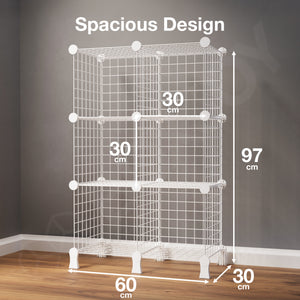 BOXJOY Metal Mesh 6 Shelf White Cube Storage Rack with Feet - Plant Stand