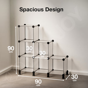 BOXJOY Plastic 6 Shelf Translucent Storage Rack with Feet