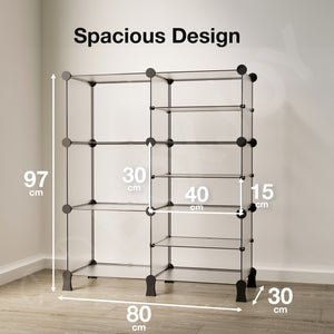 BOXJOY Plastic 9 Shelf Translucent Storage Rack with Feet