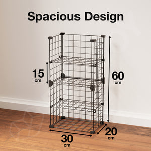BOXJOY Metal Mesh 4 Shelf Black Wardrobe Storage Rack - Vertical