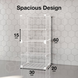 BOXJOY Metal Mesh 4 Shelf White Kitchen Storage Rack - Vertical