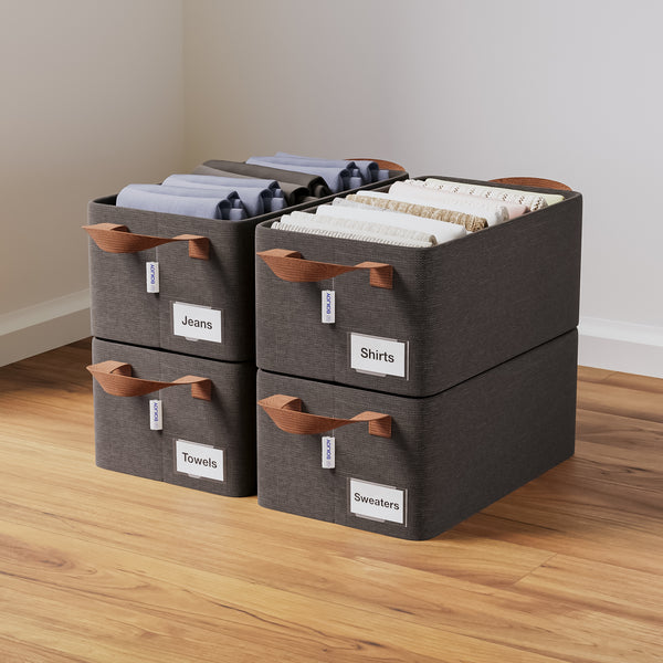 BOXJOY Oxford Fabric Foldable Grey Clothes Basket with Steel Frame