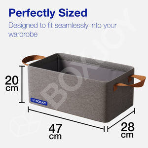 BOXJOY Premium Oxford Fabric Foldable Grey Clothes Basket - with Steel Frame