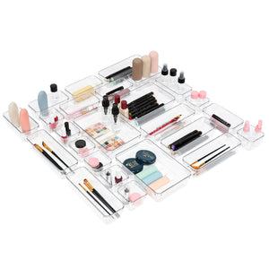 BOXJOY Set of 25 Acrylic Rectangular Transparent Trays