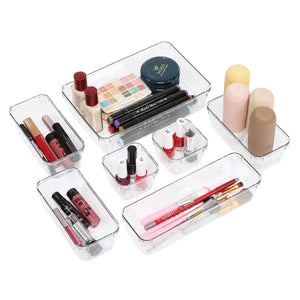 BOXJOY Set of 7 Acrylic Rectangular Transparent Trays