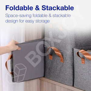 BOXJOY Premium Oxford Fabric Foldable Grey Clothes Basket - with Steel Frame