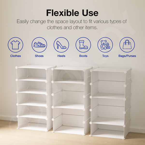 BOXJOY Plastic 5 Shelf Clothes Rack