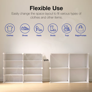 BOXJOY Plastic 8 Shelf Black Translucent Clothes Rack