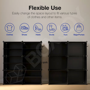 BOXJOY Plastic 12 Shelf Clothes Rack