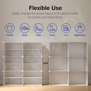 BOXJOY Plastic 12 Shelf Clothes Rack