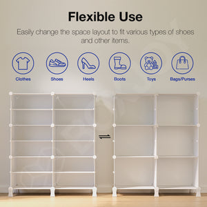BOXJOY Plastic 12 Shelf White Cloth Rack with White Doors