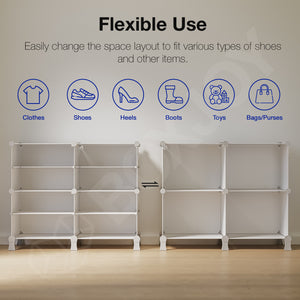 BOXJOY Plastic 8 Shelf White Cloth Rack with Transulcent Doors