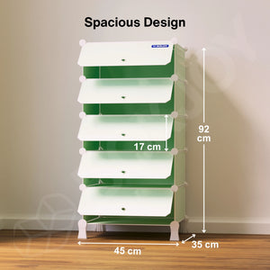 BOXJOY Plastic 5 Shelf Green Shoe Rack - Green Door Pack of 1