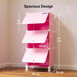BOXJOY Plastic 6 Shelf Pink Shoe Rack - Pink Door Pack of 1