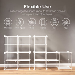 BOXJOY Plastic 8 Shelf White Display Transparent for Sneakers
