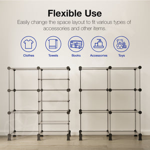 BOXJOY Plastic 9 Shelf Translucent Storage Rack with Feet