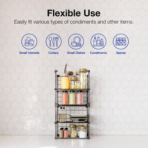 BOXJOY Metal Mesh 4 Shelf Black Kitchen Storage Rack - Vertical