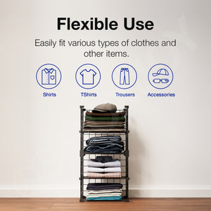 BOXJOY Metal Mesh 4 Shelf Black Wardrobe Storage Rack - Vertical