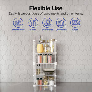 BOXJOY Metal Mesh 4 Shelf White Kitchen Storage Rack - Vertical