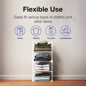 BOXJOY Metal Mesh 4 Shelf White Wardrobe Storage Rack - Vertical