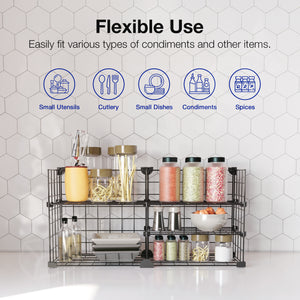 BOXJOY Metal Mesh 5 Shelf Black Kitchen Storage Rack - Horizontal