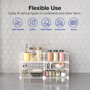 BOXJOY Metal Mesh 5 White Kitchen Storage Rack - Horizontal