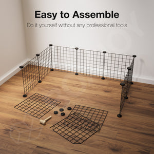 BOXJOY Metal Mesh Portable Black Pet Pen with Lock