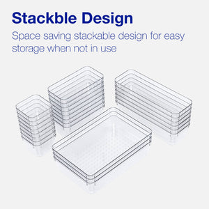 BOXJOY Set of 25 Acrylic Rectangular Transparent Trays