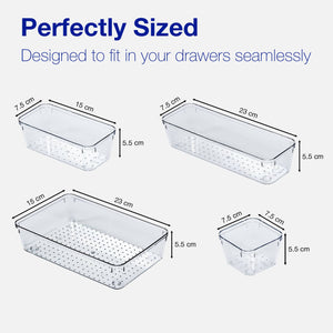 BOXJOY Set of 25 Acrylic Rectangular Transparent Trays