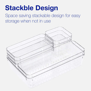 BOXJOY Set of 7 Acrylic Rectangular Transparent Trays