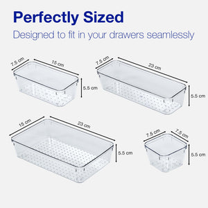 BOXJOY Set of 7 Acrylic Rectangular Transparent Trays